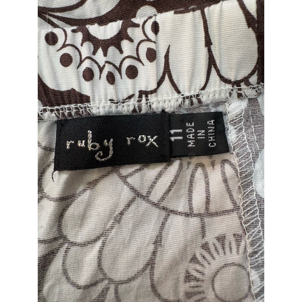 Y2K Ruby Rox Brown Floral Strapless Tube top A-Line Zip Up Lined Dress Boho Sz L - Picture 3 of 6